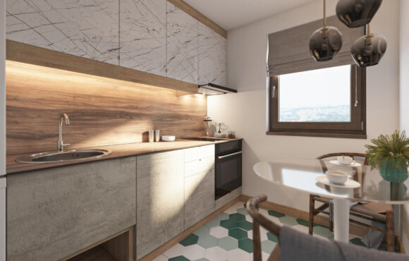 Mala kuhinja sive boje