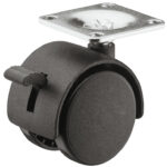 Pvc točkić za nameštaj GTV crni Fi40 sa pločicom i kočnicom 3407026