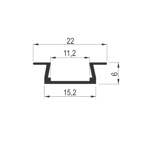 Aluminijumski profil za led U 2206 beli 6mm-2m ukopavajući 3417246_01