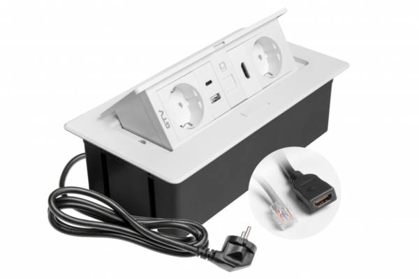 Utičnica izvlačna GTV bela-horizontalna 2 Šukoa,usb a+c,rj45,hdmi,kabl 1,5m 3407241_04