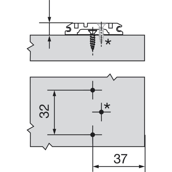 Pločica za šarku Blum clip h/0 mm-krstasta 3402067_01